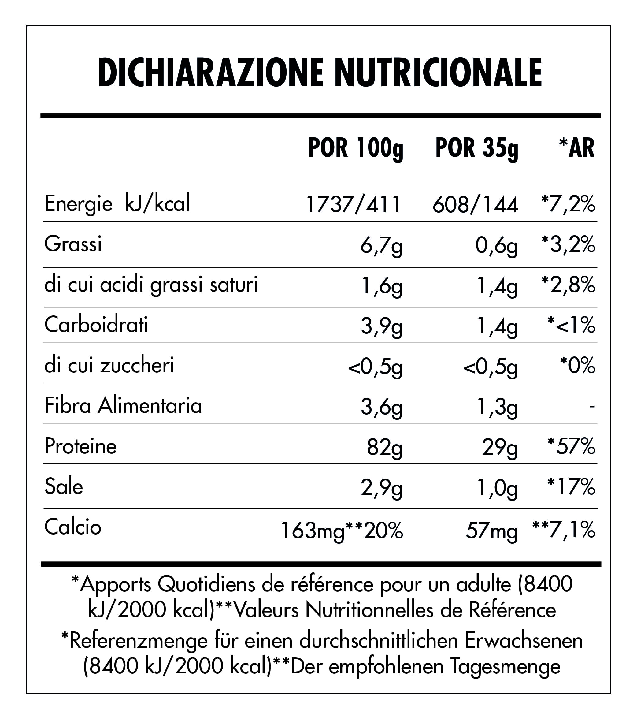 Tabela Nutricional - Proteine Dei Piselli in Polvere Bio